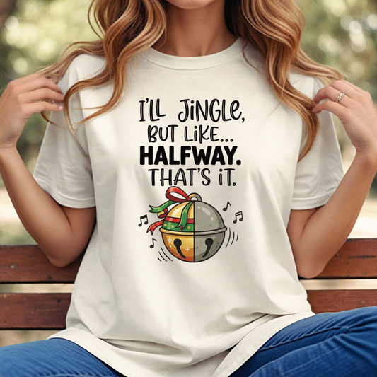 Christmas T-Shirt — "Jingle Like Halfway" Holiday Tee