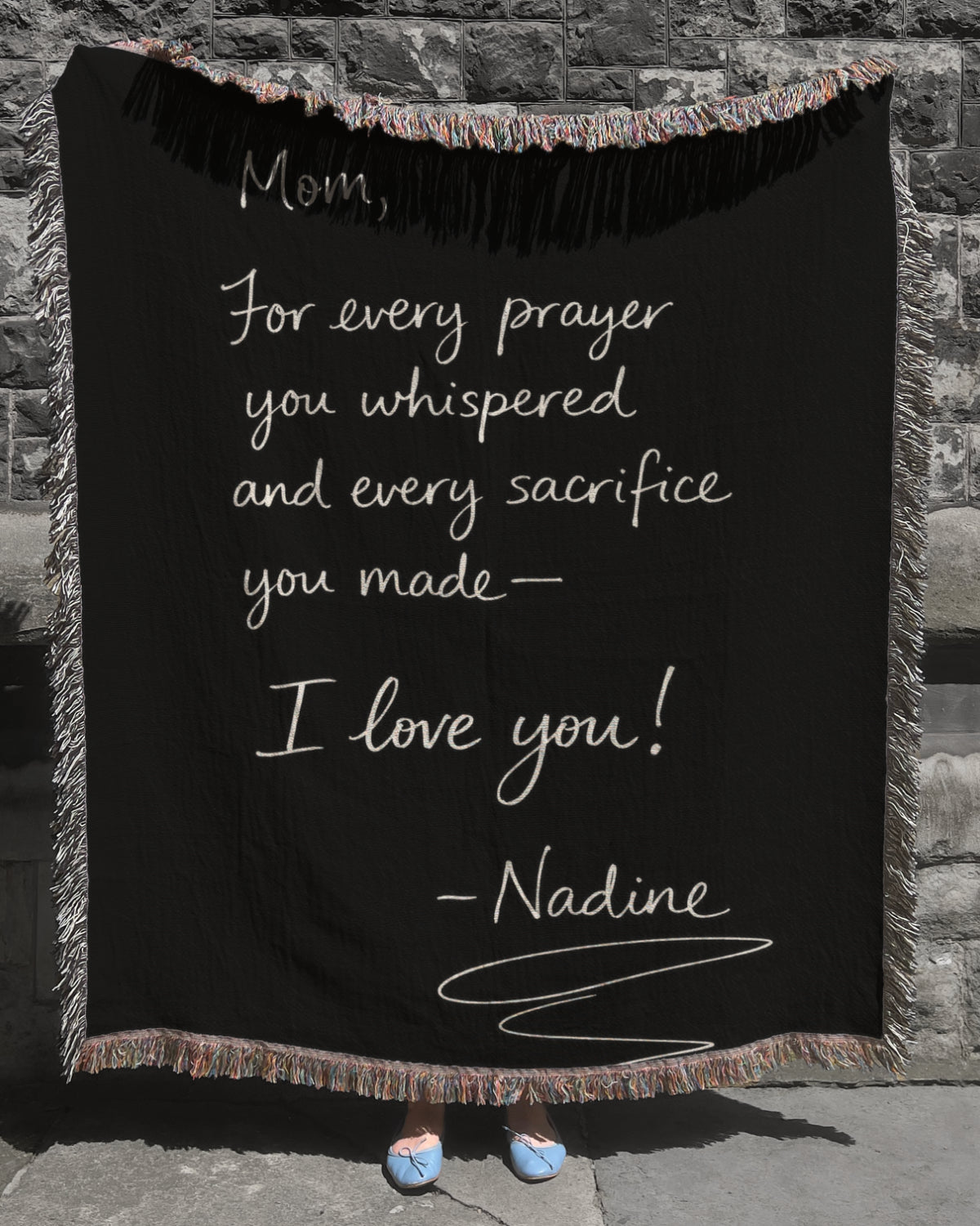 Mom, For Every Prayer — Personalized Woven Blanket