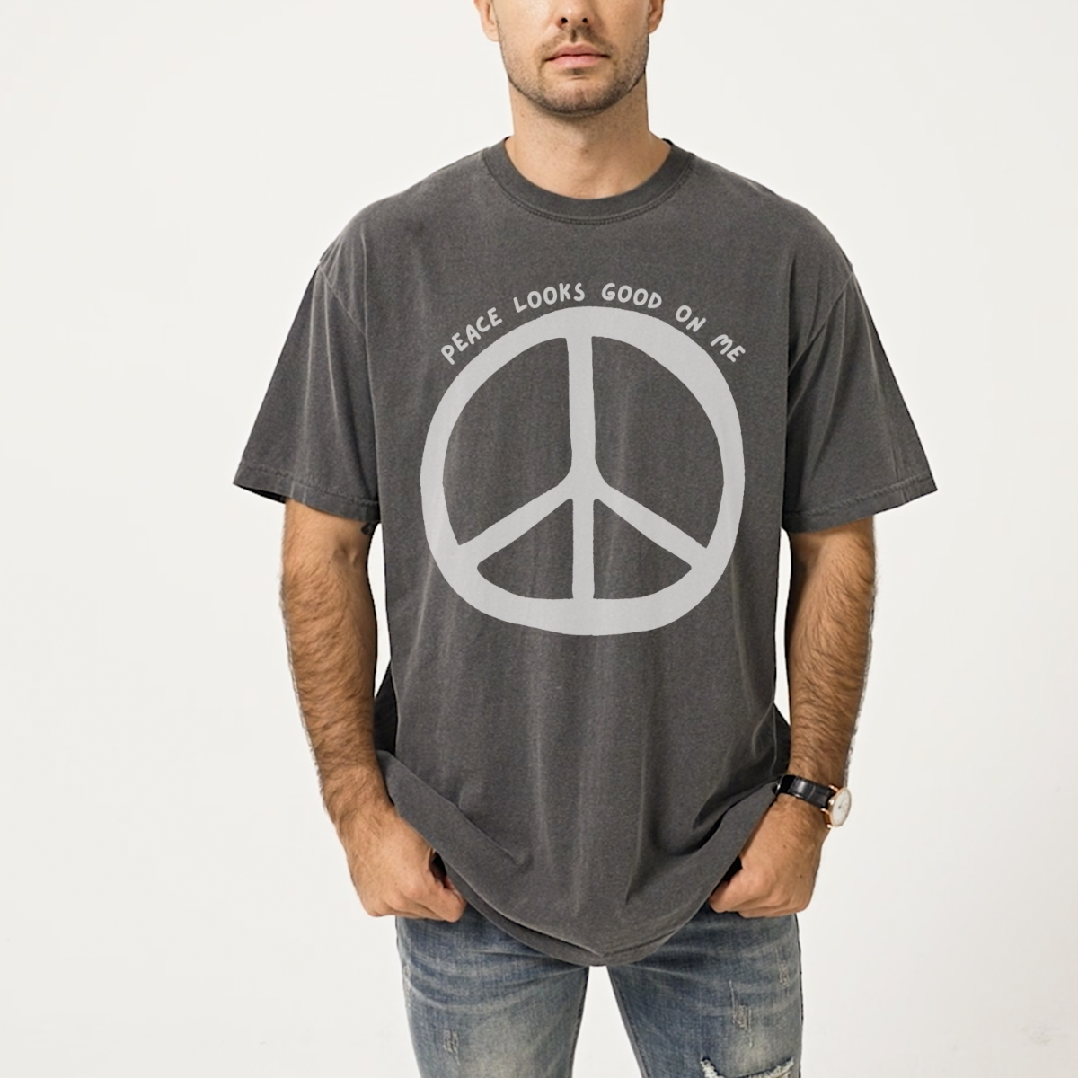 Peace Looks Good On Me T-Shirt – Retro Graphic Tee, Boho Peace Sign Shirt