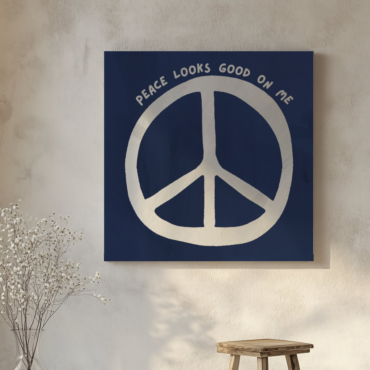 Peace Looks Good On Me Canvas Wall Art – Modern Boho Peace Sign Home Decor