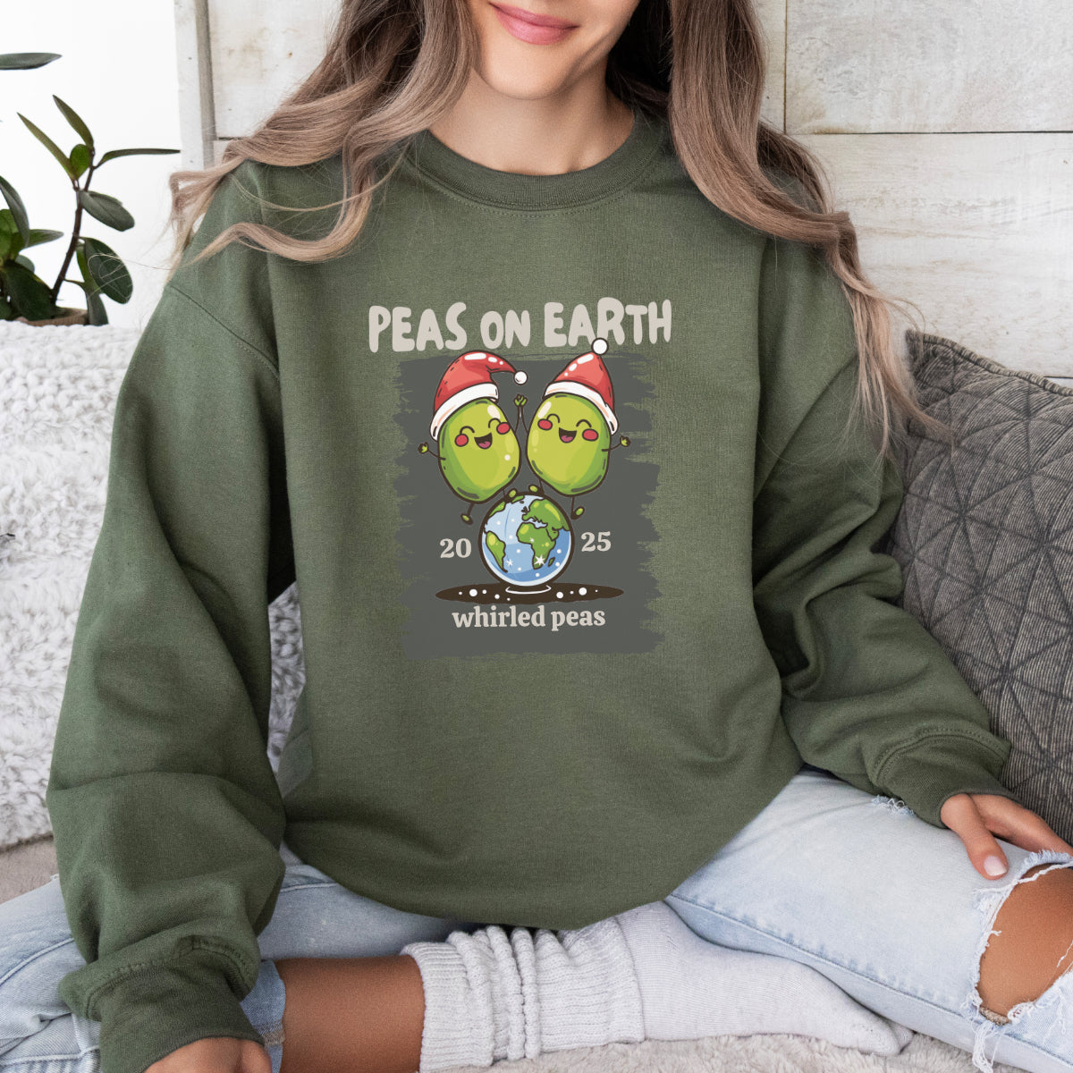 Peas on Earth Christmas Sweatshirt – Whirled Peas Holiday Crewneck