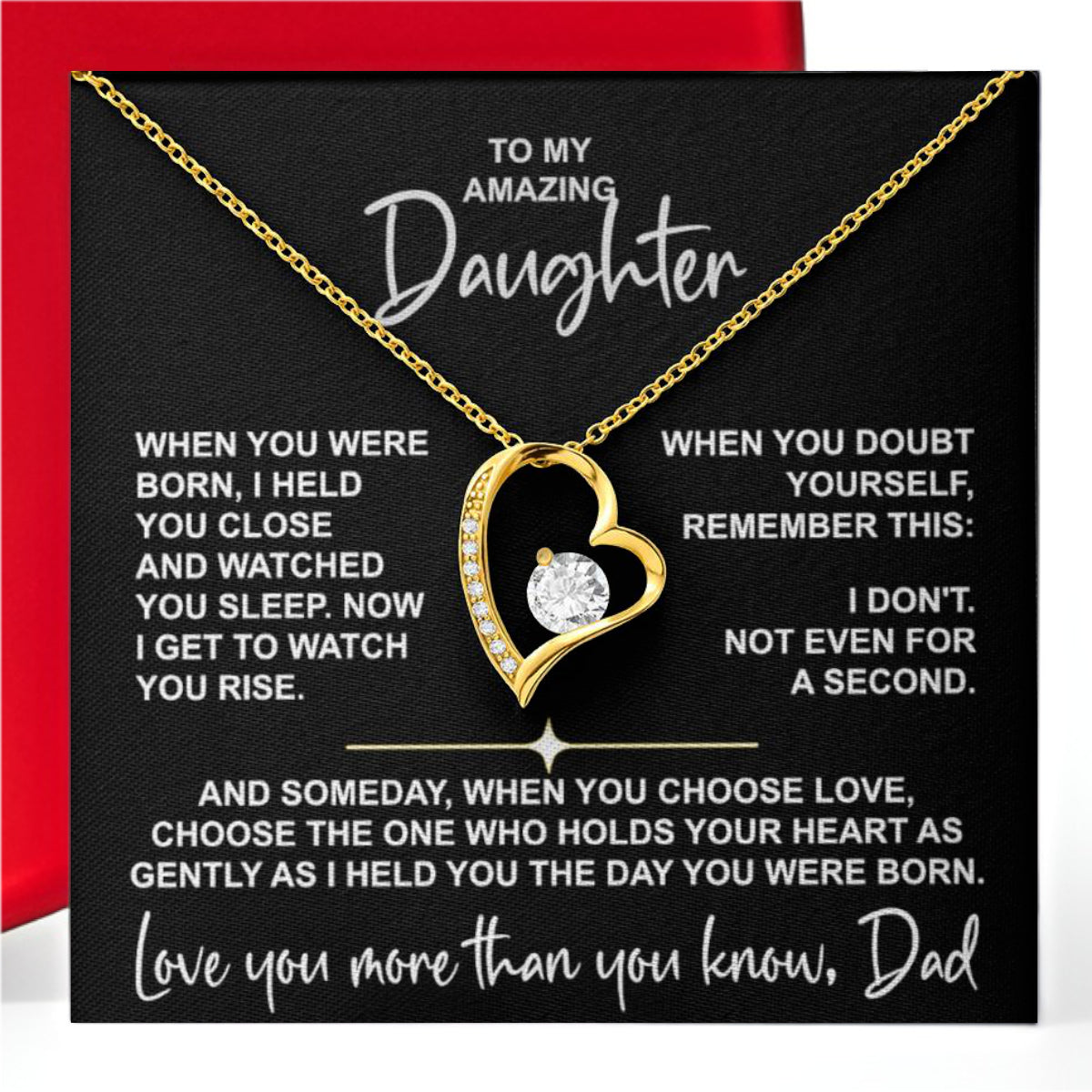 To My Daughter — When You Were Born" Keepsake Rose Box & Necklace