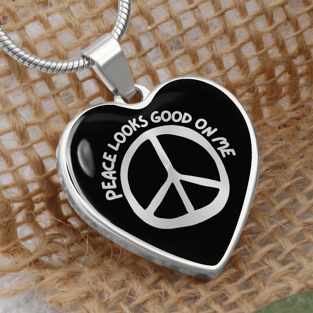 Peace Looks Good On Me - 18k Gold Plated Steel Heart Pendant Necklace