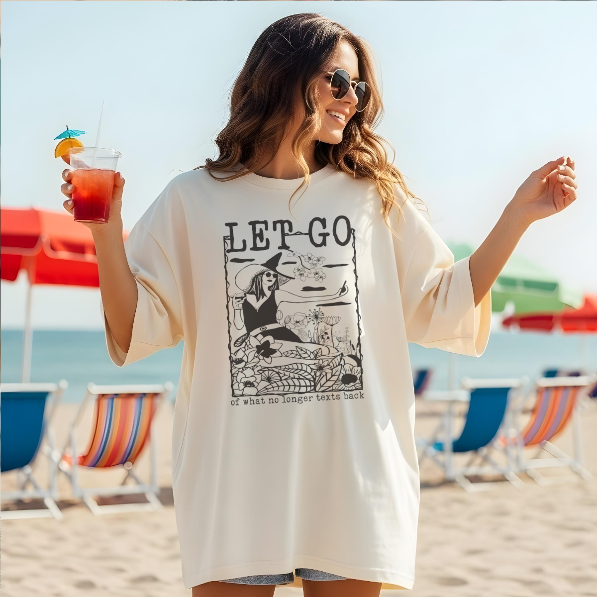 Let Go Of What No Longer Texts Back Shirt – Witchy Self-Care Tee for Women, Funny Spiritual Graphic T-Shirt, Comfort Colors Style