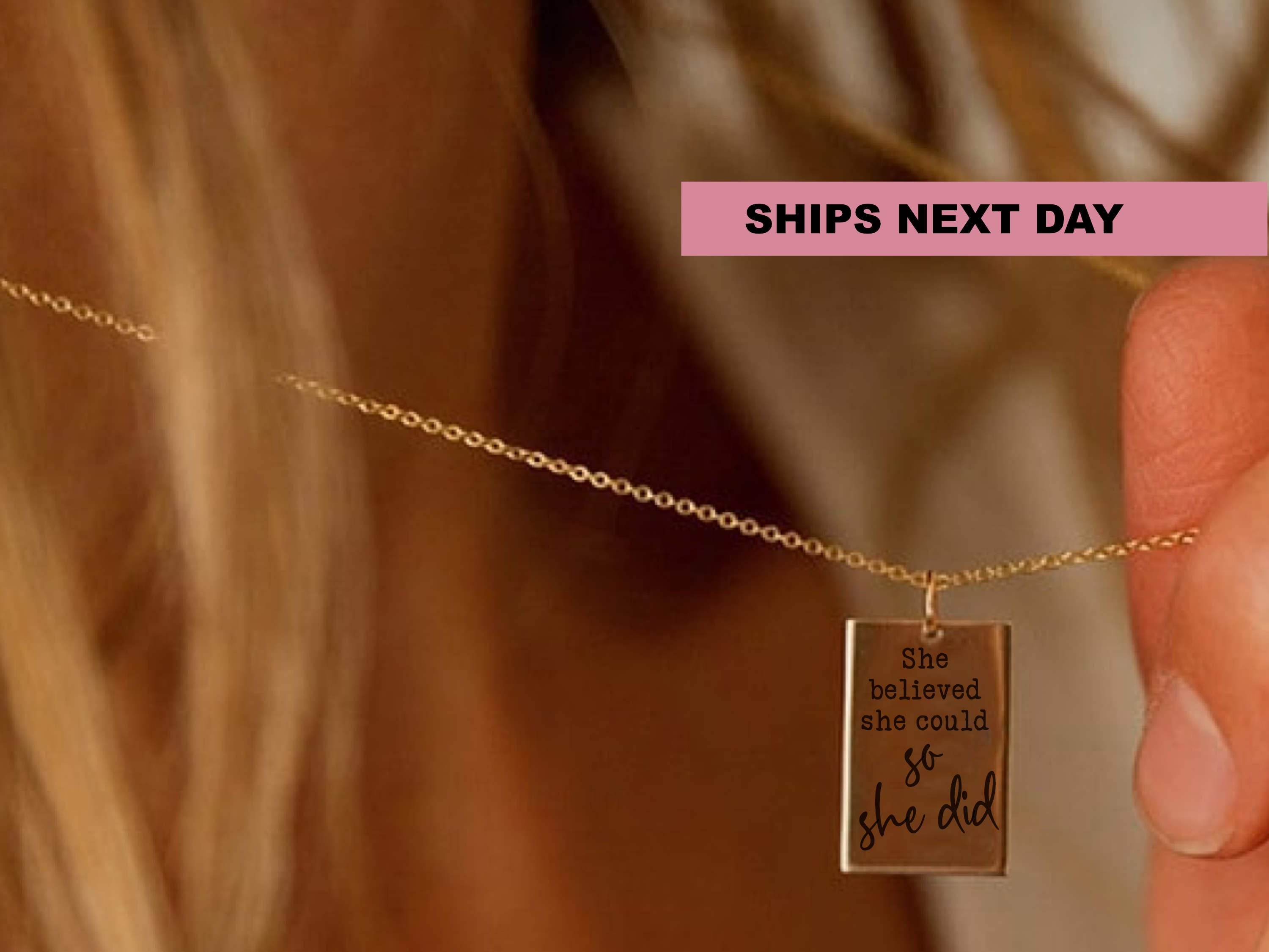 She Believed She Could So She Did Empowerment Necklace - Ideal Gift for Graduation, Achievement, Self-Love, Big Moments, Graduation jewelry